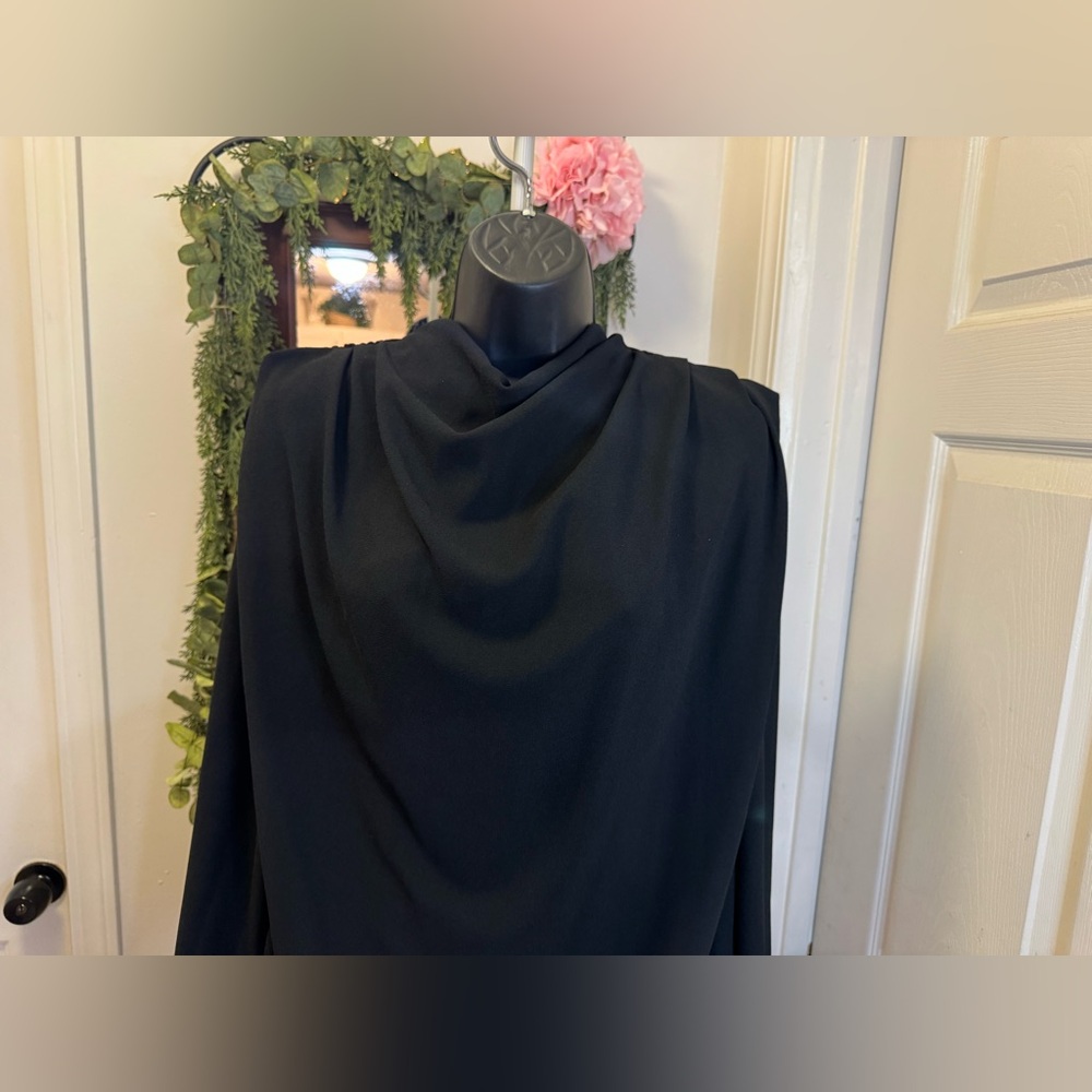 Zara Black Draped Cowl-Neck Blouse - Picture 5 of 7